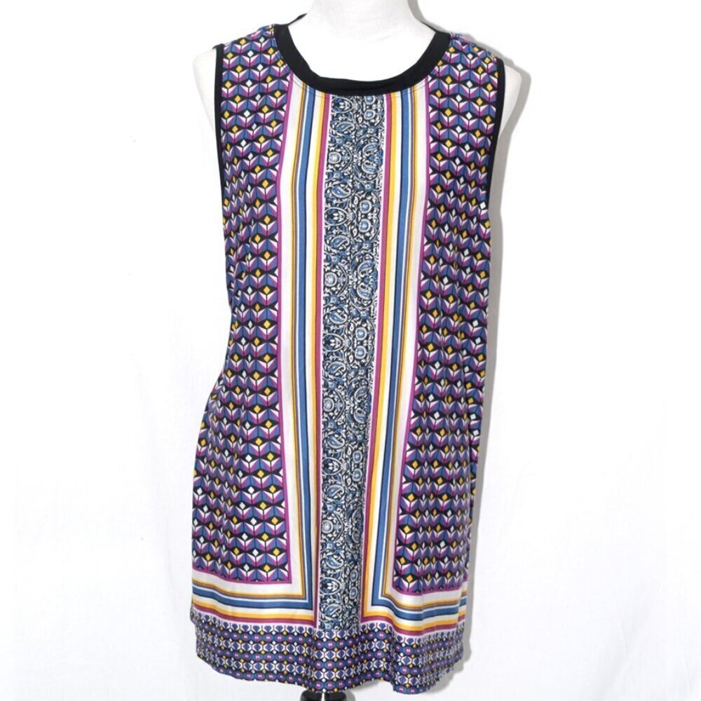 BOHO Blouse EUC APT 9 Womens Plus XXL Top Sleeveless Geometric Floral Stripes